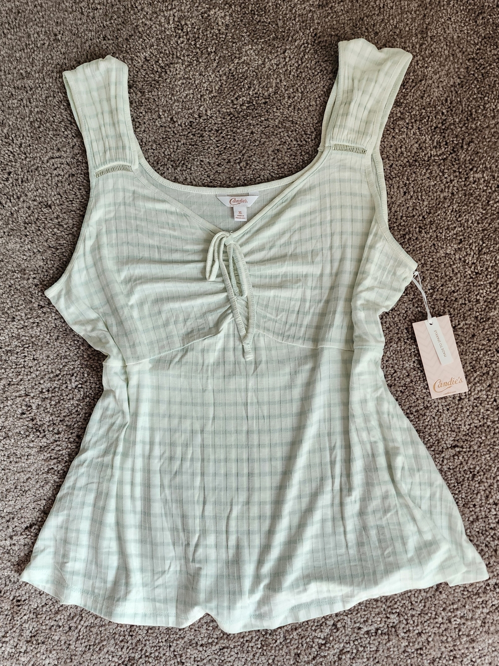 Ribbed Striped Tie-Front Tank Top